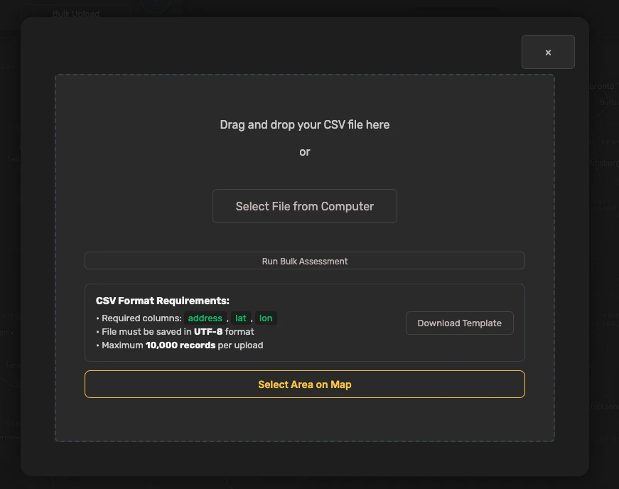Bulk upload modal and Bulk Assessment Job Queue